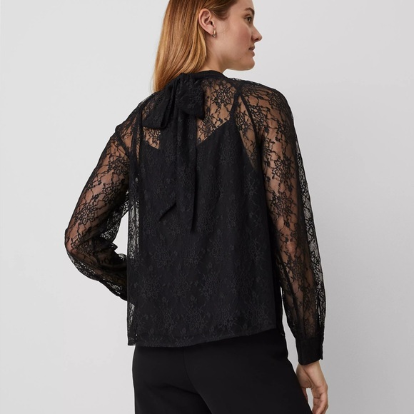 NWT Ann Taylor Lace Mock Neck Blouse - Picture 2 of 3